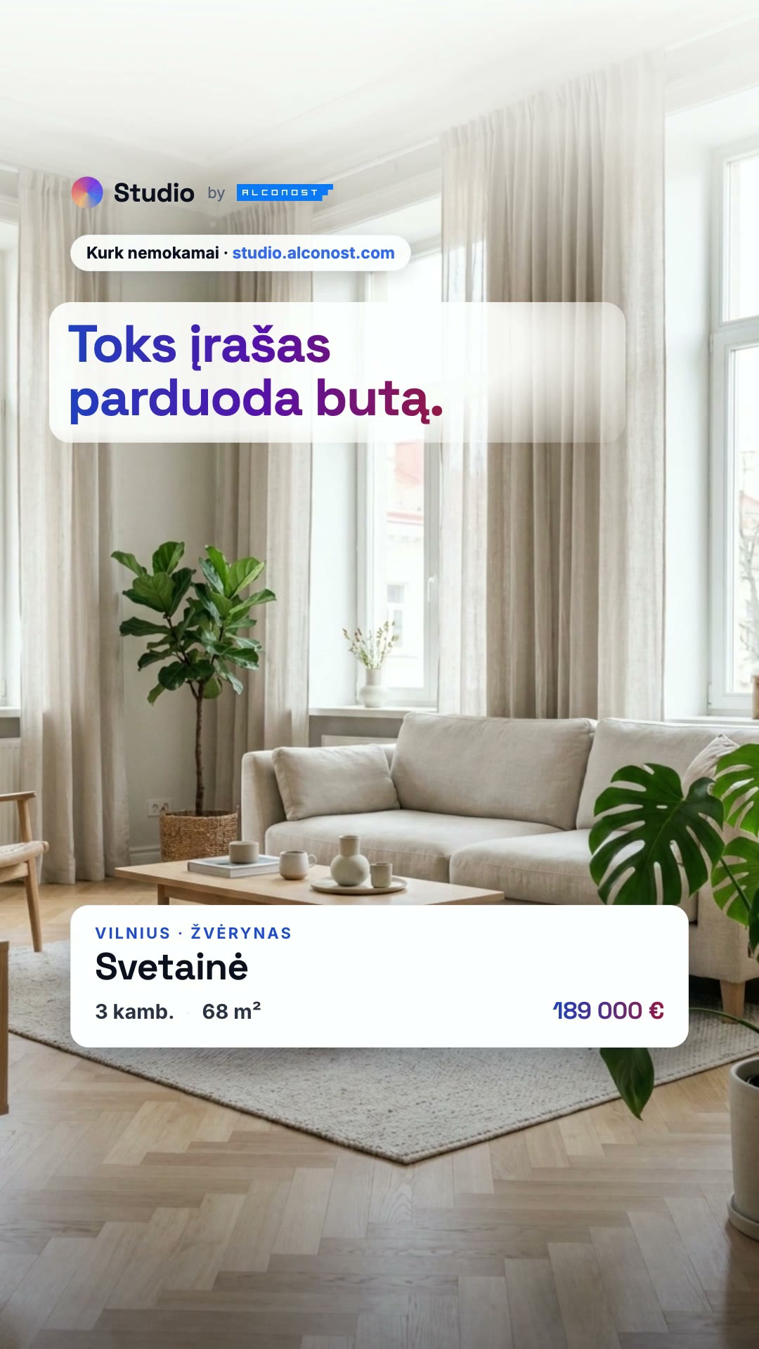 Property listing 9:16 vaizdo įrašas, sukurtas Alconost Studio